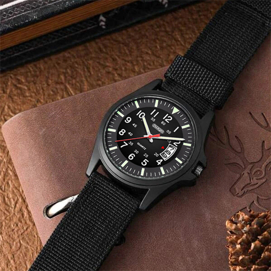 Montre à quartz en nylon lumineux pour hommes