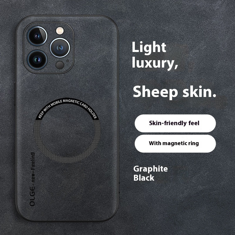 Magnetic Sheepskin Étui de téléphone d'affaires tout compris résistant à la chute