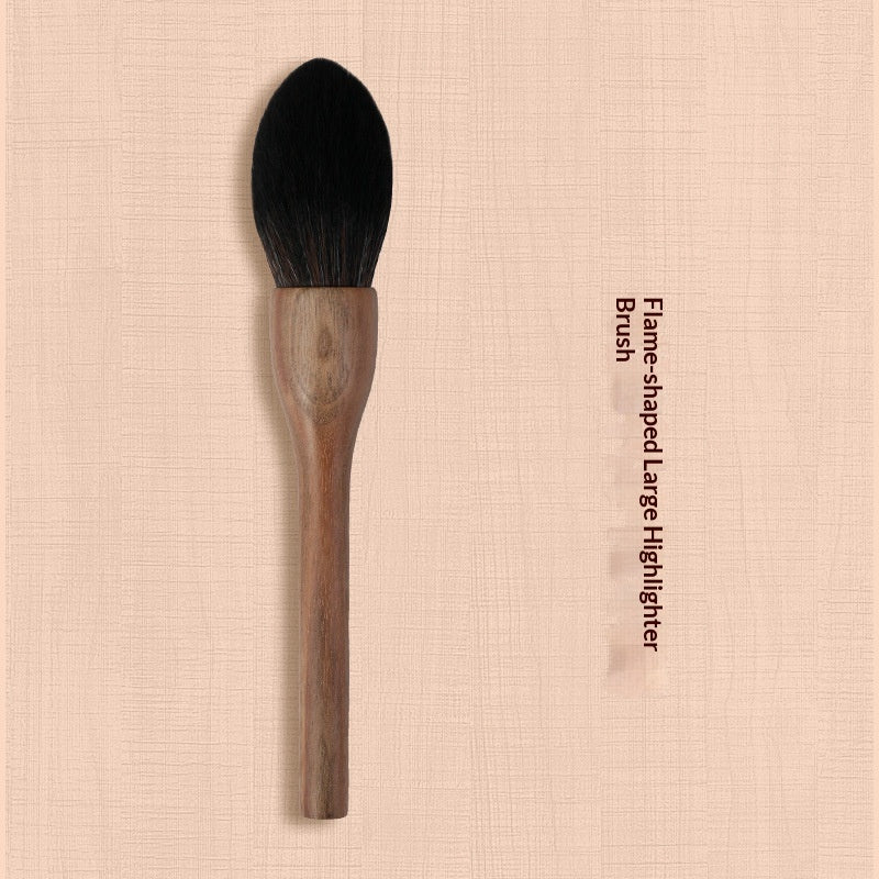 H Set Brosse Vintage Brosse de maquillage en noyer noir doux