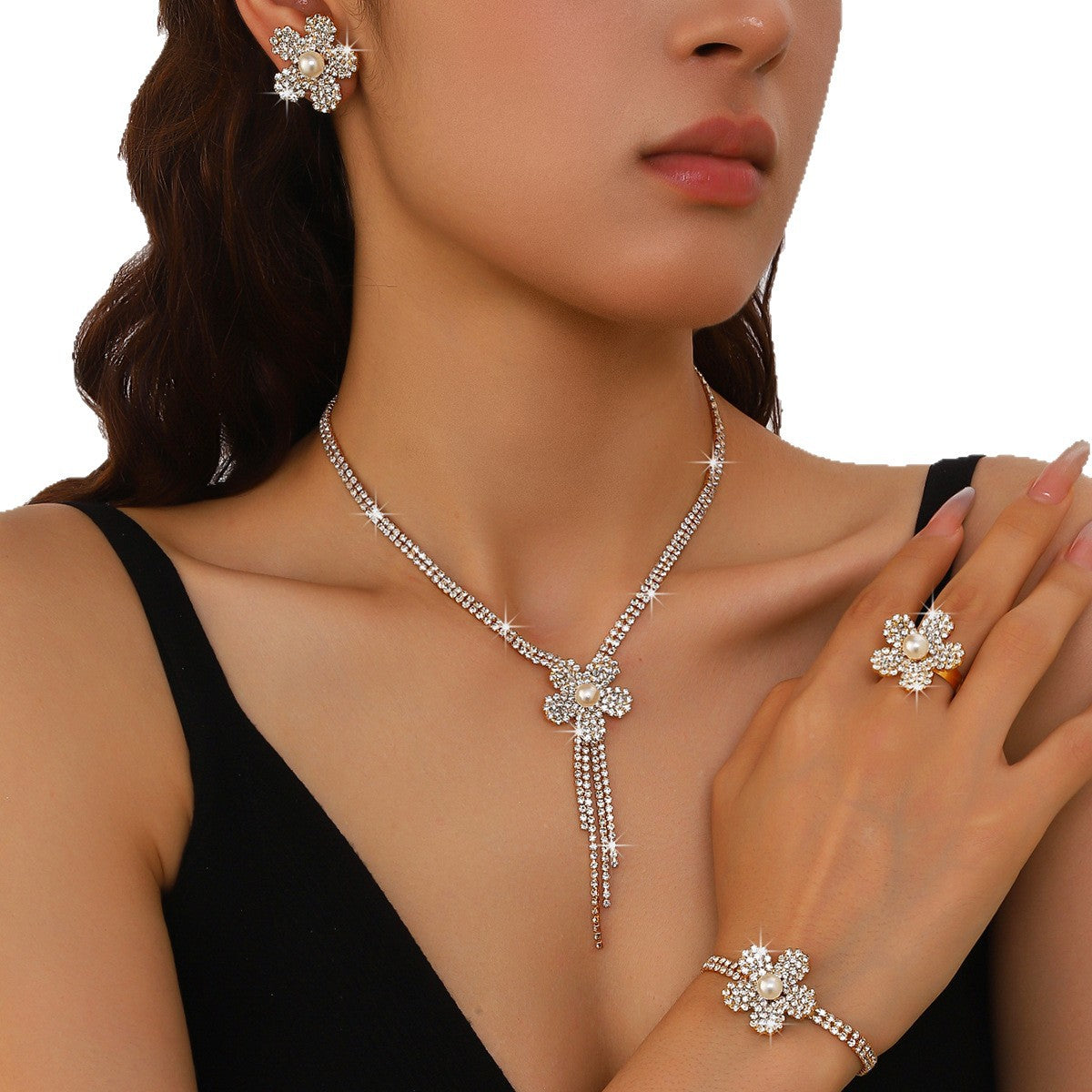 Ensemble de bijoux femme longue fleur Tassel Claw Chain