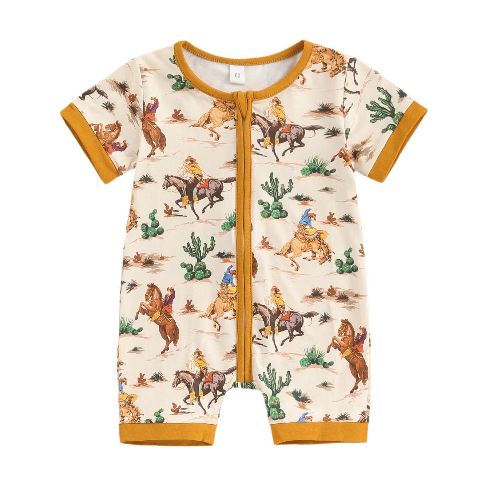Imprimé à manches courtes Onesie Newborn Rompeur à col rond
