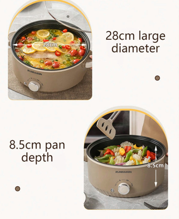 4.5L Électrique Slow Cooker Glass Lid Non Stick Rice Cuisson Poêle à frire
