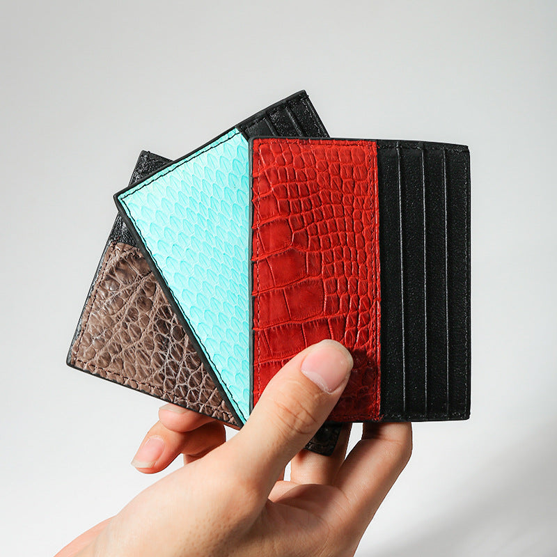 Multiples fentes en cuir véritable porte-carte ultra-mince