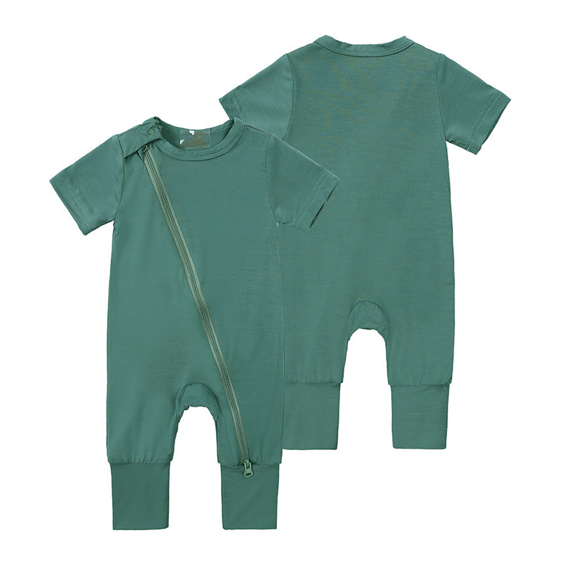 Romper d'été unisexe bébé manches courtes Romper Couleur solide
