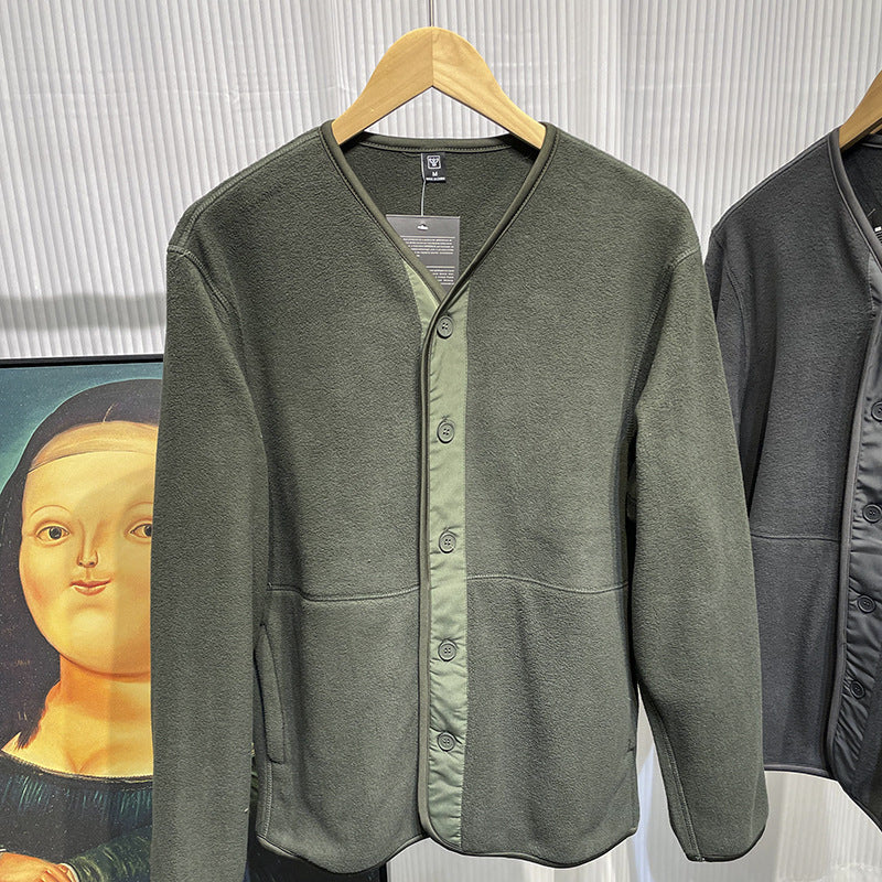 Sweatshirt Casual Cardigan sans col convient pour la superposition comme pièce de vêtements