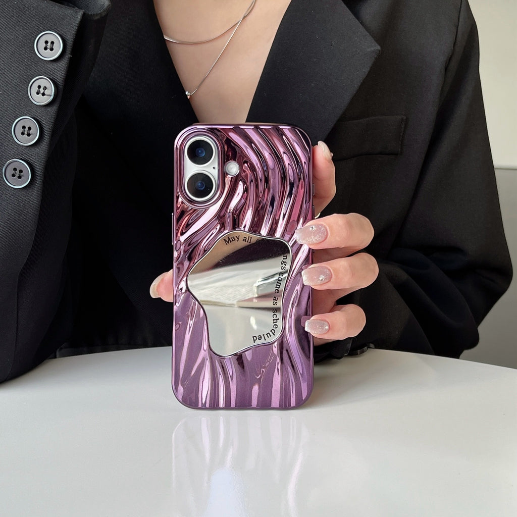 Electroplating Wave Pattern Mirror Phone Case Sens avancé