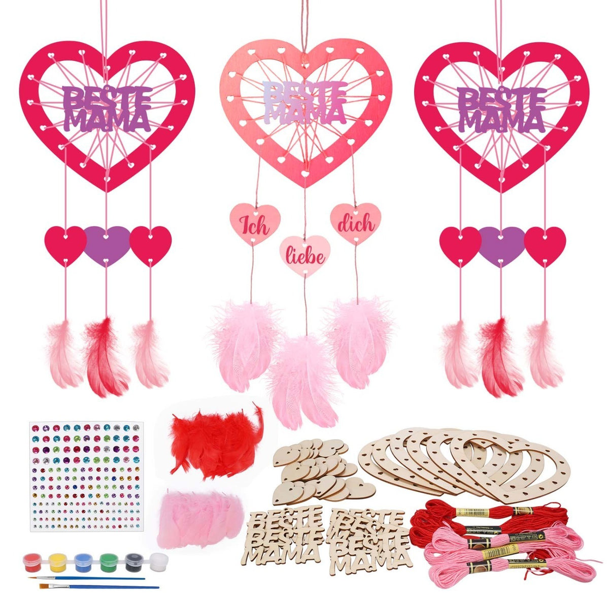 6 Sets of Heart Dreamcatcher Craft Kits pour le bricolage créatif