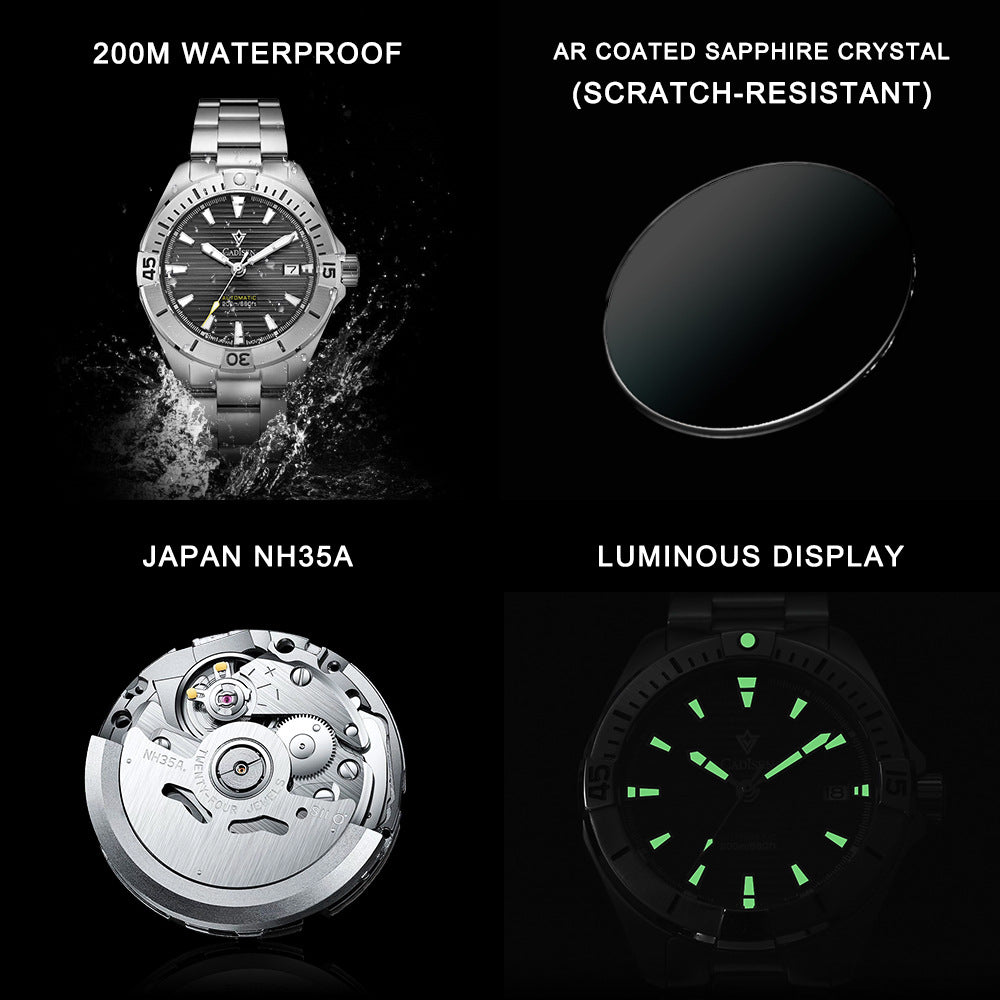 Montre mécanique automatique Lumineuse pour Homme