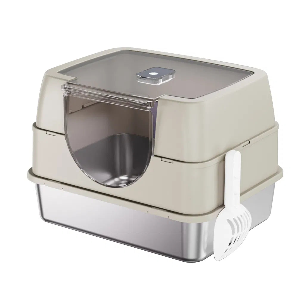 Fully Enclosed Stainless Steel Litter Box White - Top Pick
