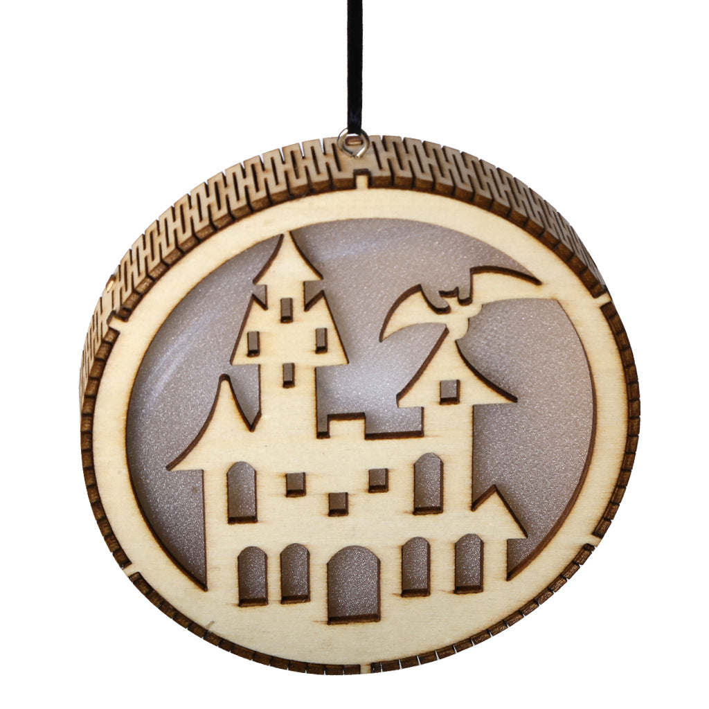 En bois Halloween ronde ordinateur Laser Hollow Witch Wizard citrouille Haunted House Chat noir