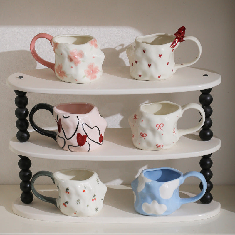 Sous glaçure Tasse en céramique peinte à la main Coupe à grande capacité