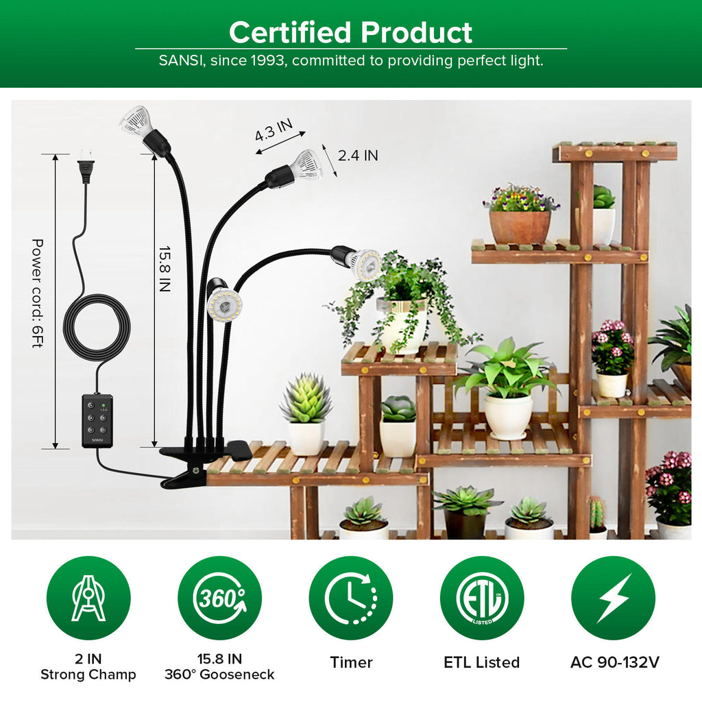 LED Grow lumières pour les plantes intérieures temps ensemble 600W plein spectre Gooseneck Clip Plant Grow Lig