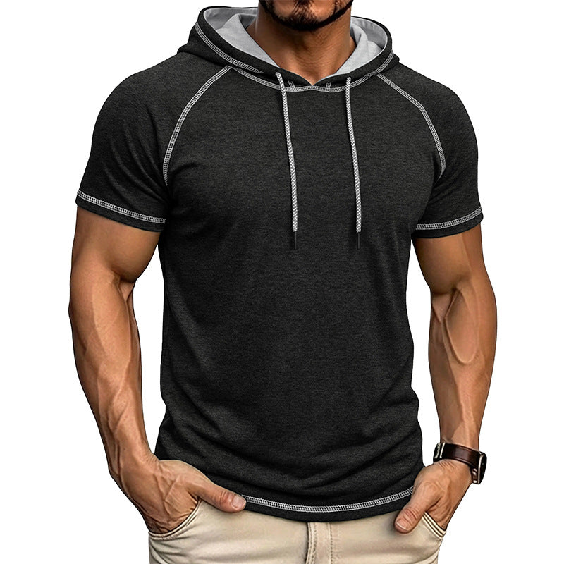 T-shirt à manches courtes à capuche sport pour hommes