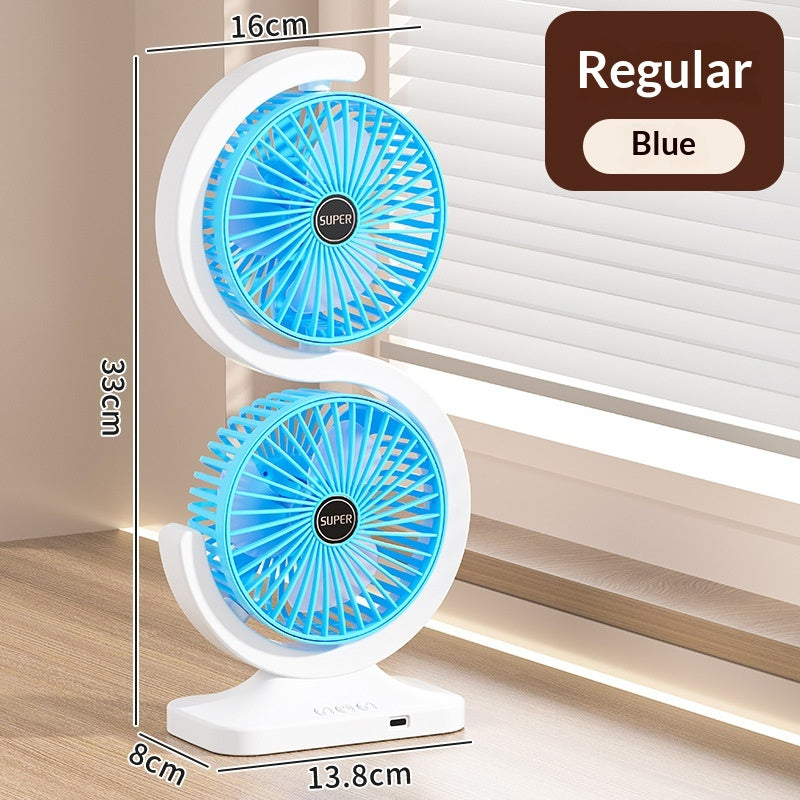 Ventilateur de lumière ambiant à double tête circulant mini