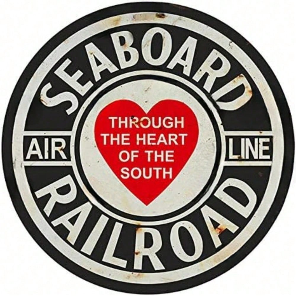 Retro Seaboard Railroad Metal Sign 8x8in Dad Garage Décoration murale