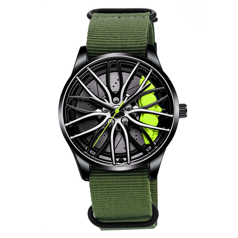 Nylon Roue Hubs Montre Quartz Créative Homme