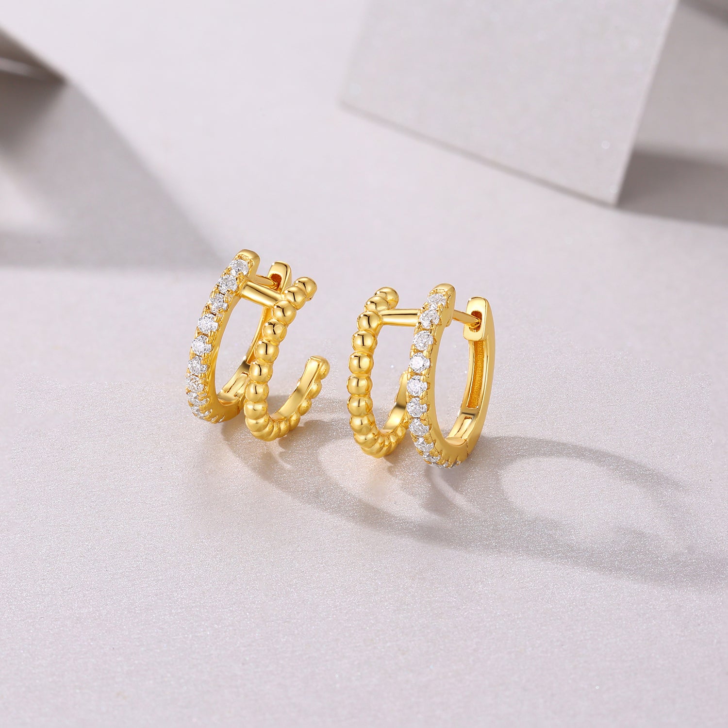 S925 Boucles d'oreilles en double boucle en argent sterling