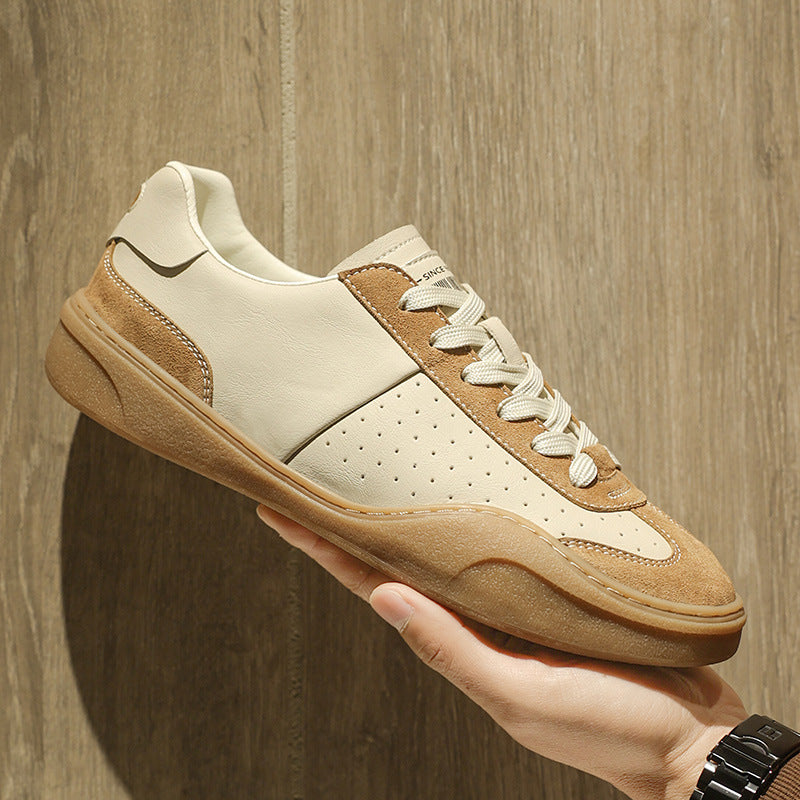 Pointage Contraste couleur véritable cuir plate plate plate-forme chaussures de conseil casual