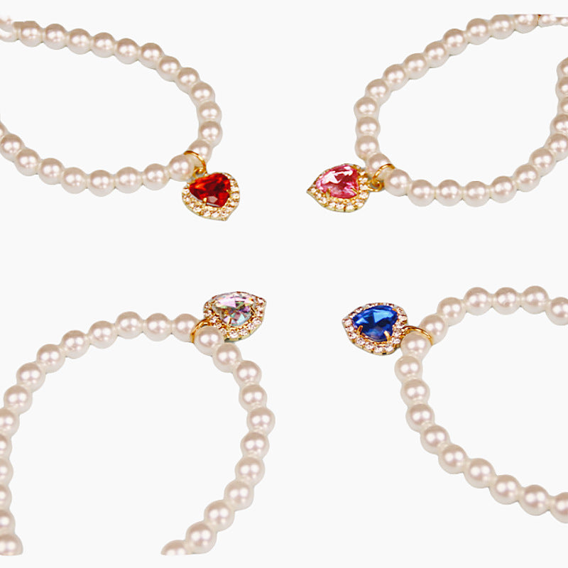 Princess-style Colorful Acrylic Heart Strass Pendentif Collier Cat