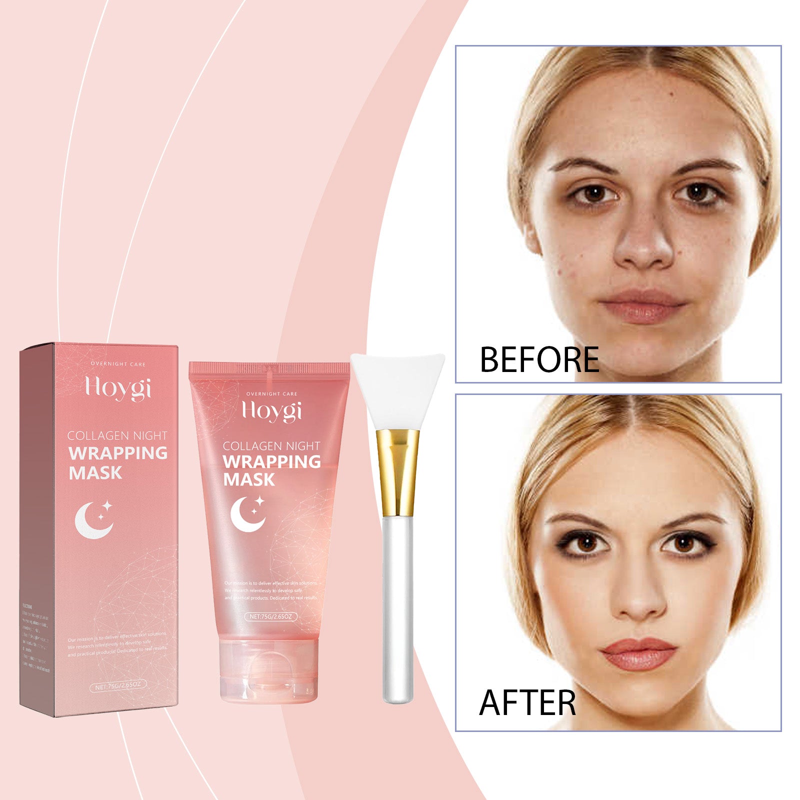 Collagène Peeling et Tearing Masque faciale 75g-1 Masque faciale Boîte à brosses