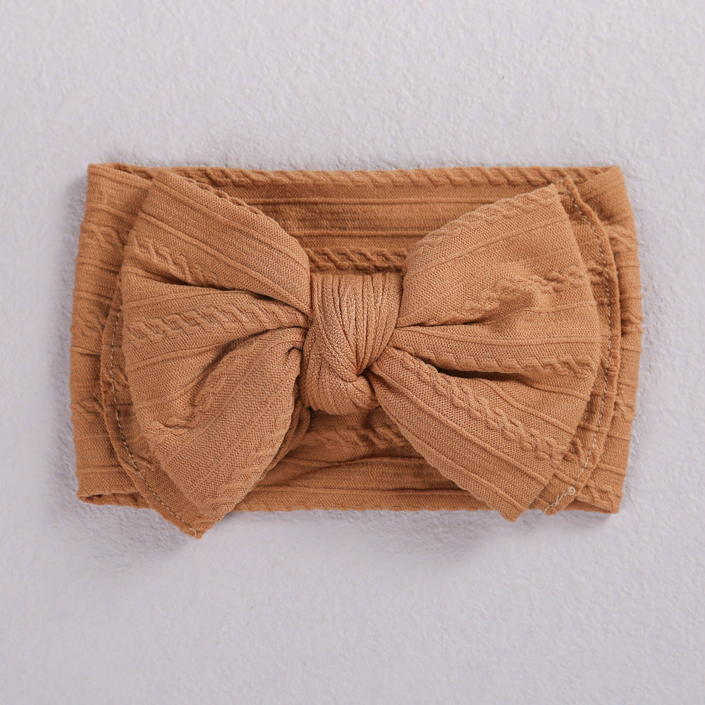 Accessoires capillaires pour enfants Jacquard Nylon Bande de cheveux Double couche Bow