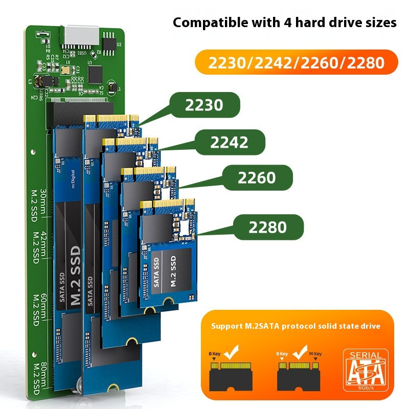 USB30 Cartouche à disque dur en état solide Interface NGFF vers USB30 All Aluminium Alliage SSD