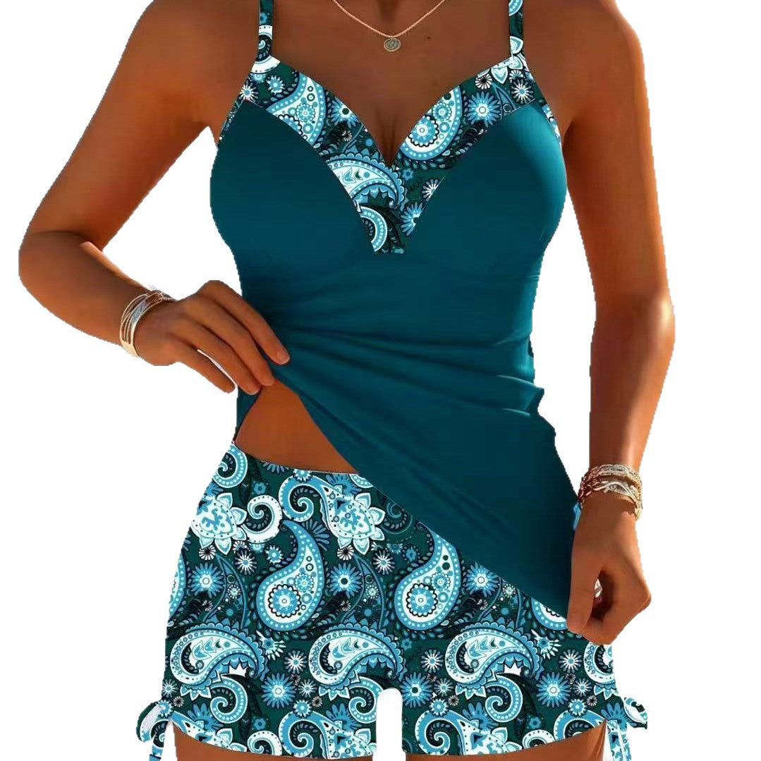 Maillot de bain à deux pièces imprimé numérique pour femme