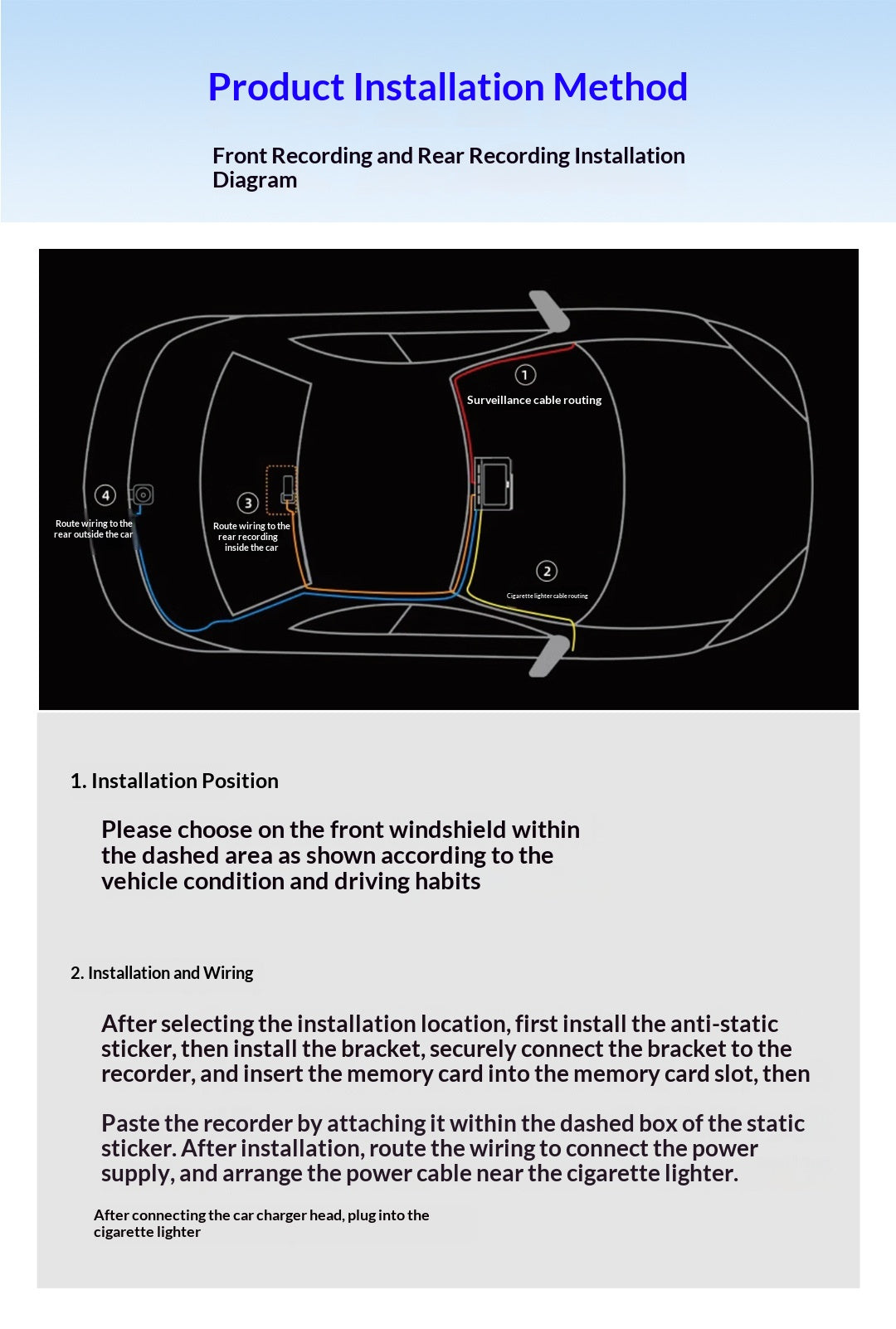 HD WiFi Dash Cam pour voitures