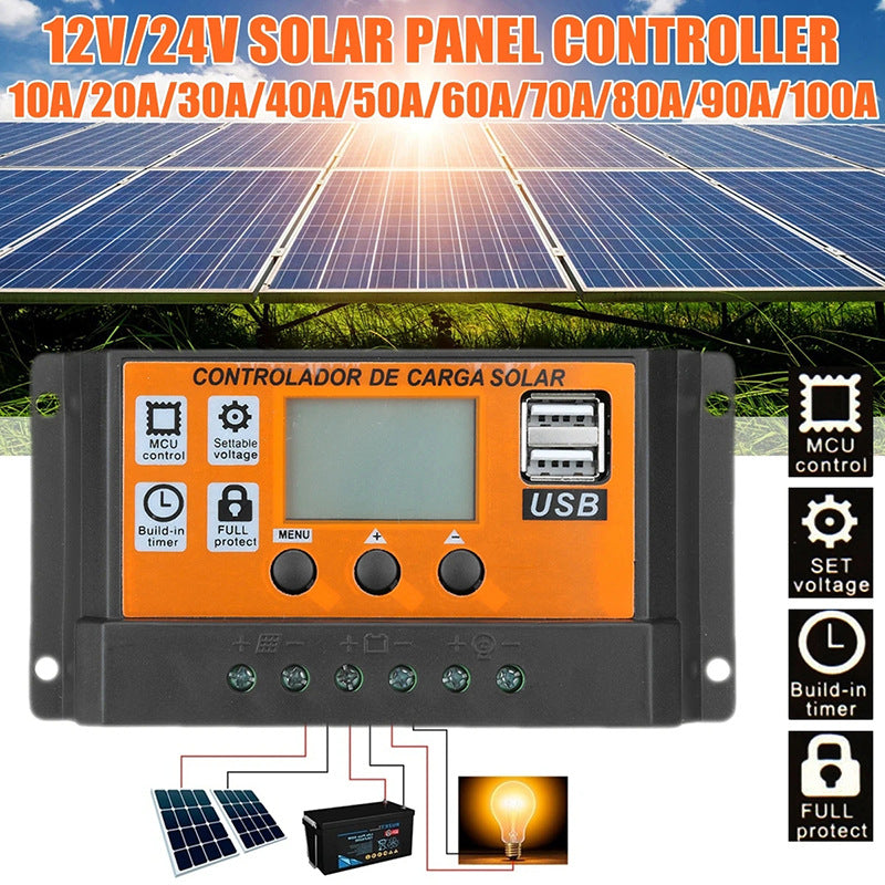 Panneau solaire LCD Charge Orange Contrôleur