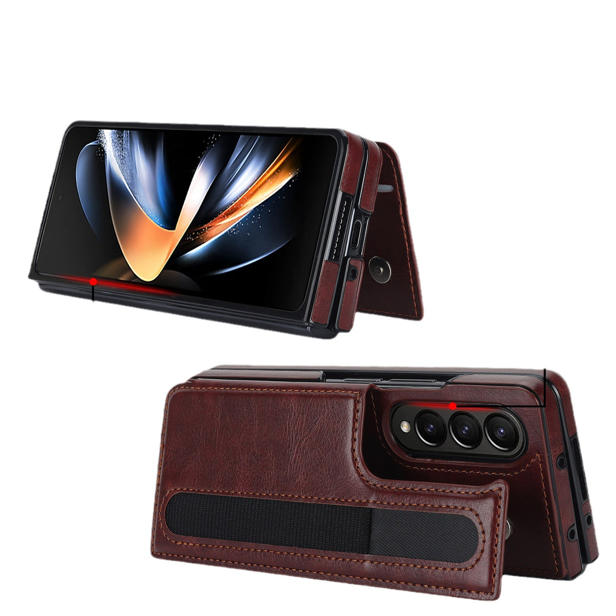 Coquille de protection en cuir pour téléphone portable pliant