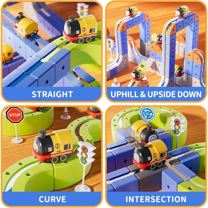 101-Piece Rechargeable Electric Train Track Set & DIY