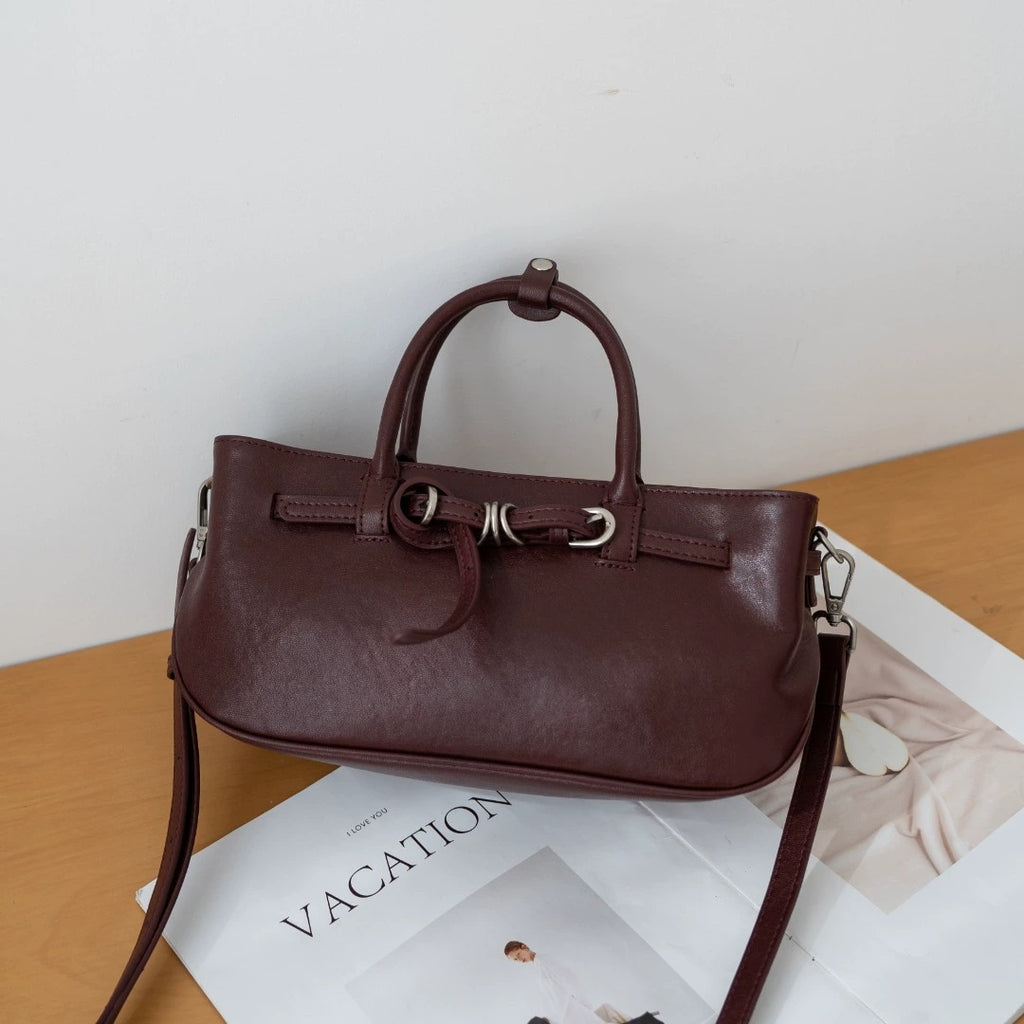 Sac à main vintage en cuir tanné aux légumes pour femmes