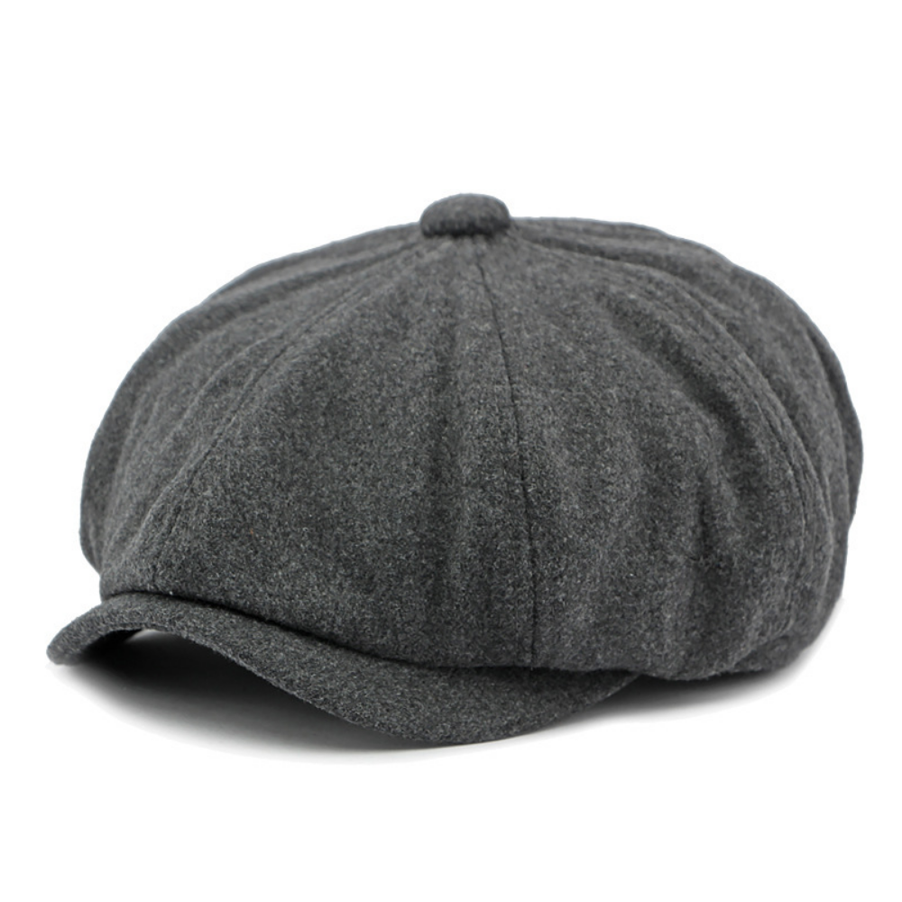Rétro style britannique Octagonal Newsboy Cap avec un patchwork court Brimmed Tweed Fedora Hat