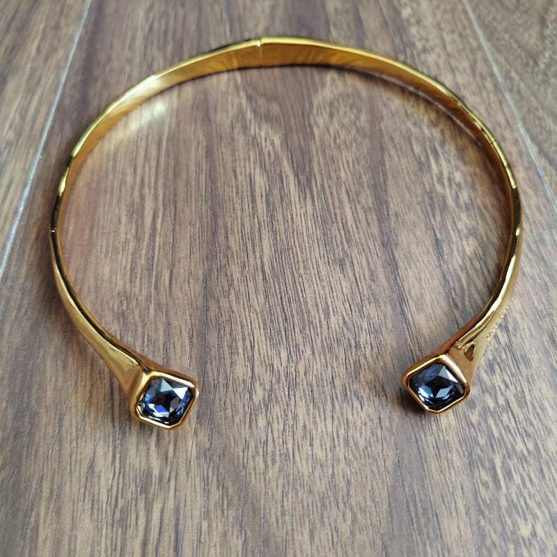 Personnalisé carrée géométrique femmes Niche Design Chic cristal Choker
