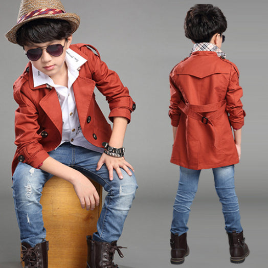 Mid-long Trend Casual Trench Coat pour garçons