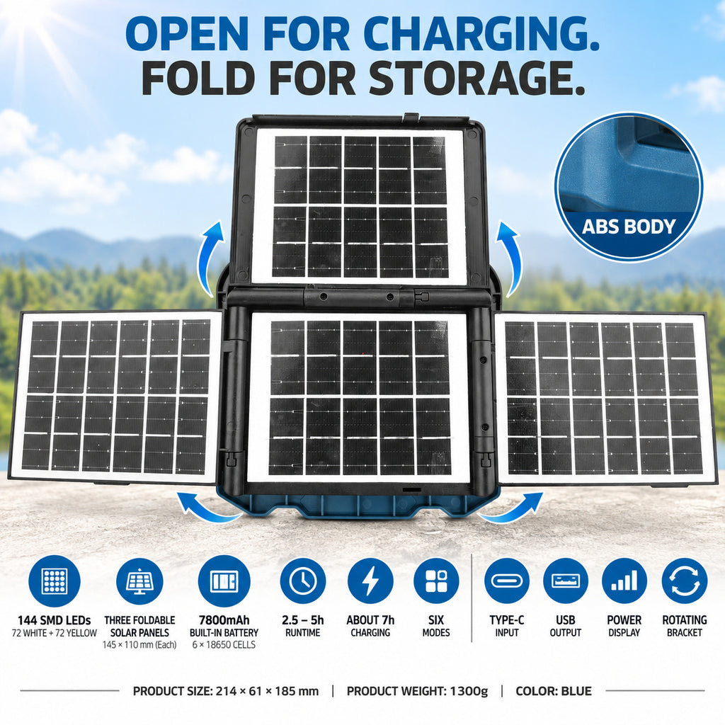 Puissance solaire Rechargeable Display Batterie Power Bank Fonction LED Lumière de travail W8151 3 Bleu