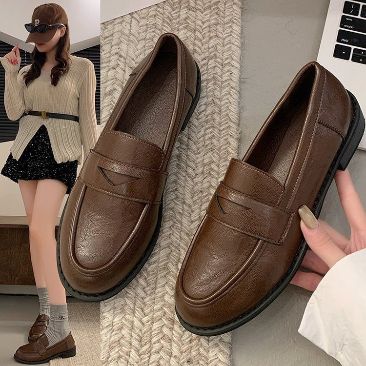 Mocassins plats en cuir doux noir pour femmes