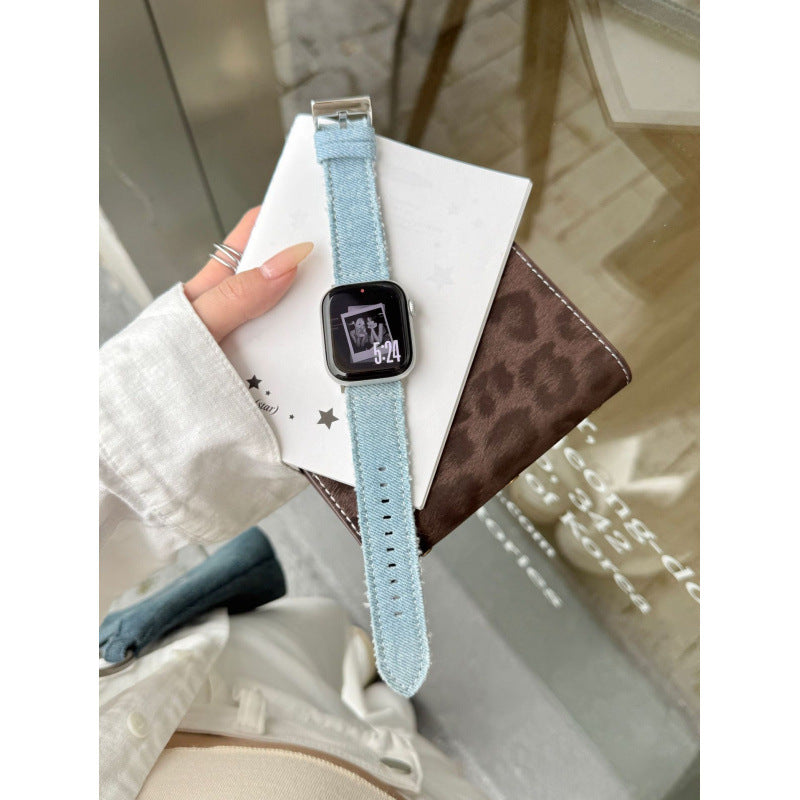 Bracelet de montre en cuir denim mode