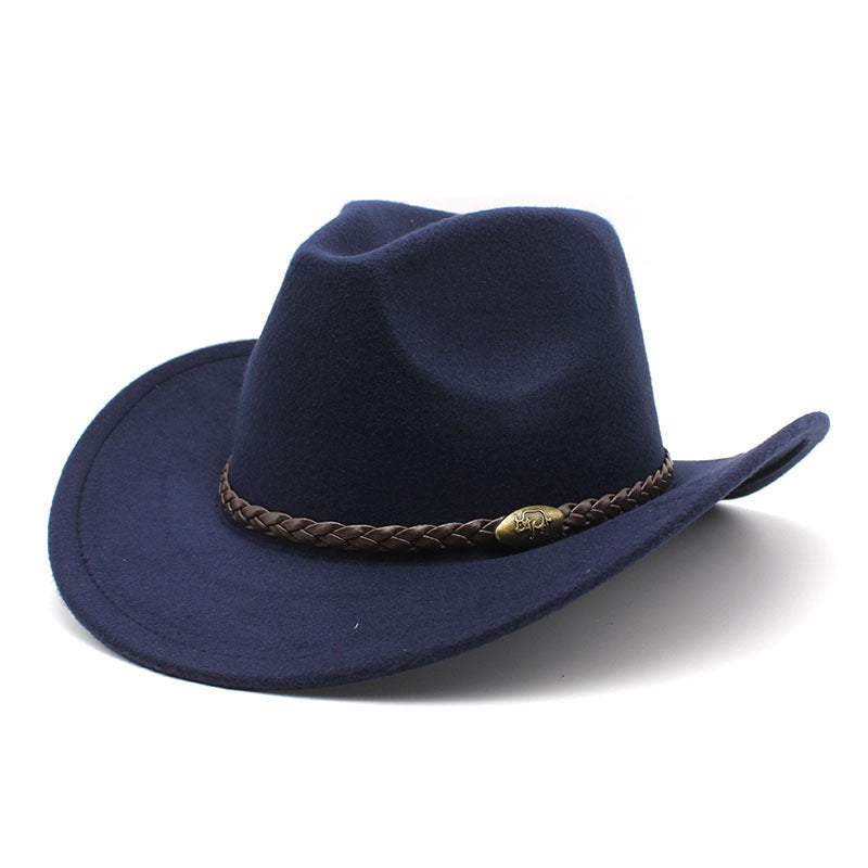 Hommes Riding Outdoor Voyage Courbe-brime Laine Chapeau supérieur