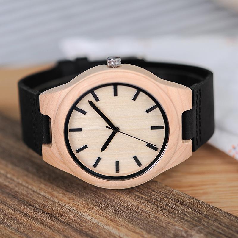 Montre à quartz en bois classique en bois