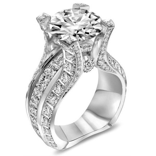Anneau de fiançailles Zircon en forme d'Ovale en or rose