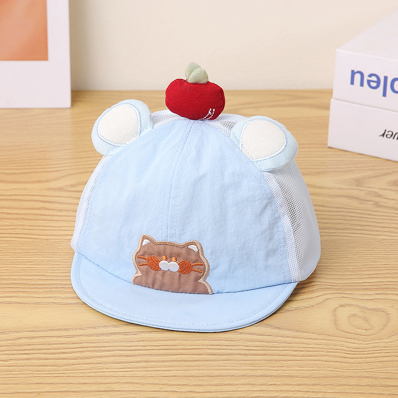Cartoon pour enfants Chat brodé Patchwork décoratif Apple Tissu net Breat léger
