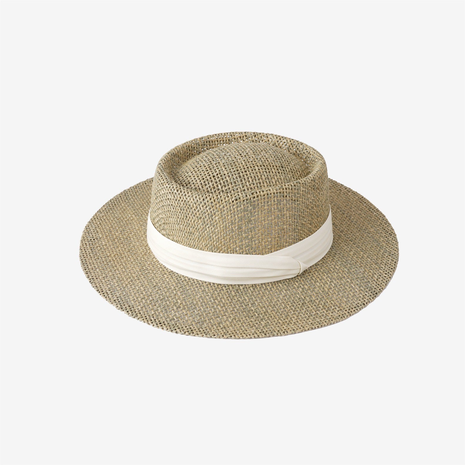 Chapeau de paille plat Hollow de style vieux argent pour femmes