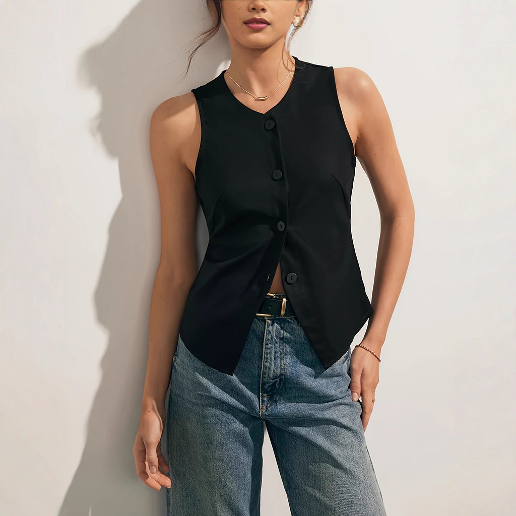 Femme Mode Casual sans manches Veste mince
