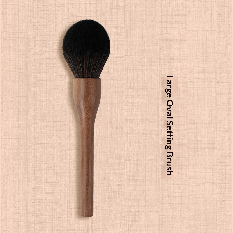 H Set Brosse Vintage Brosse de maquillage en noyer noir doux