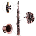 Laiton Professionnel Droit Bb Soprano Saxophone Ni Plaqued Sax Woodwind Instrument Carve P