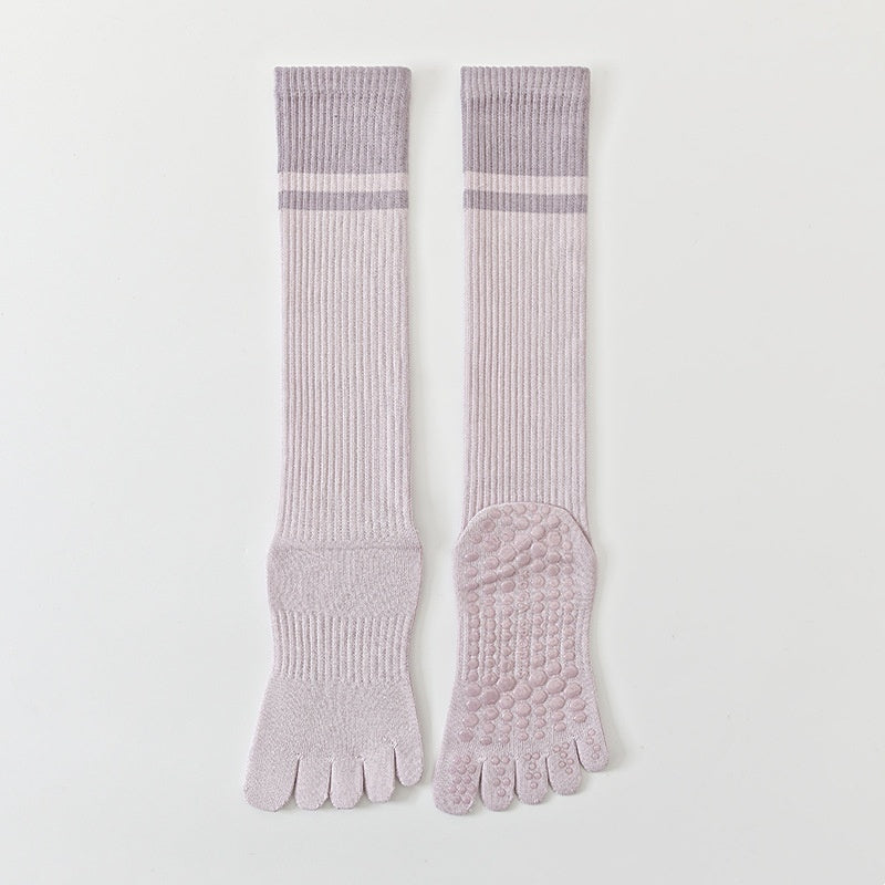 Chaussettes de yoga à cinq doigts à chevilles de couleur bloquées
