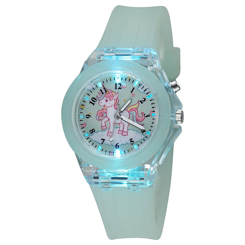 Licorne Lumineuse Silicone Quartz Montre pour les enfants et les enfants de l'école primaire