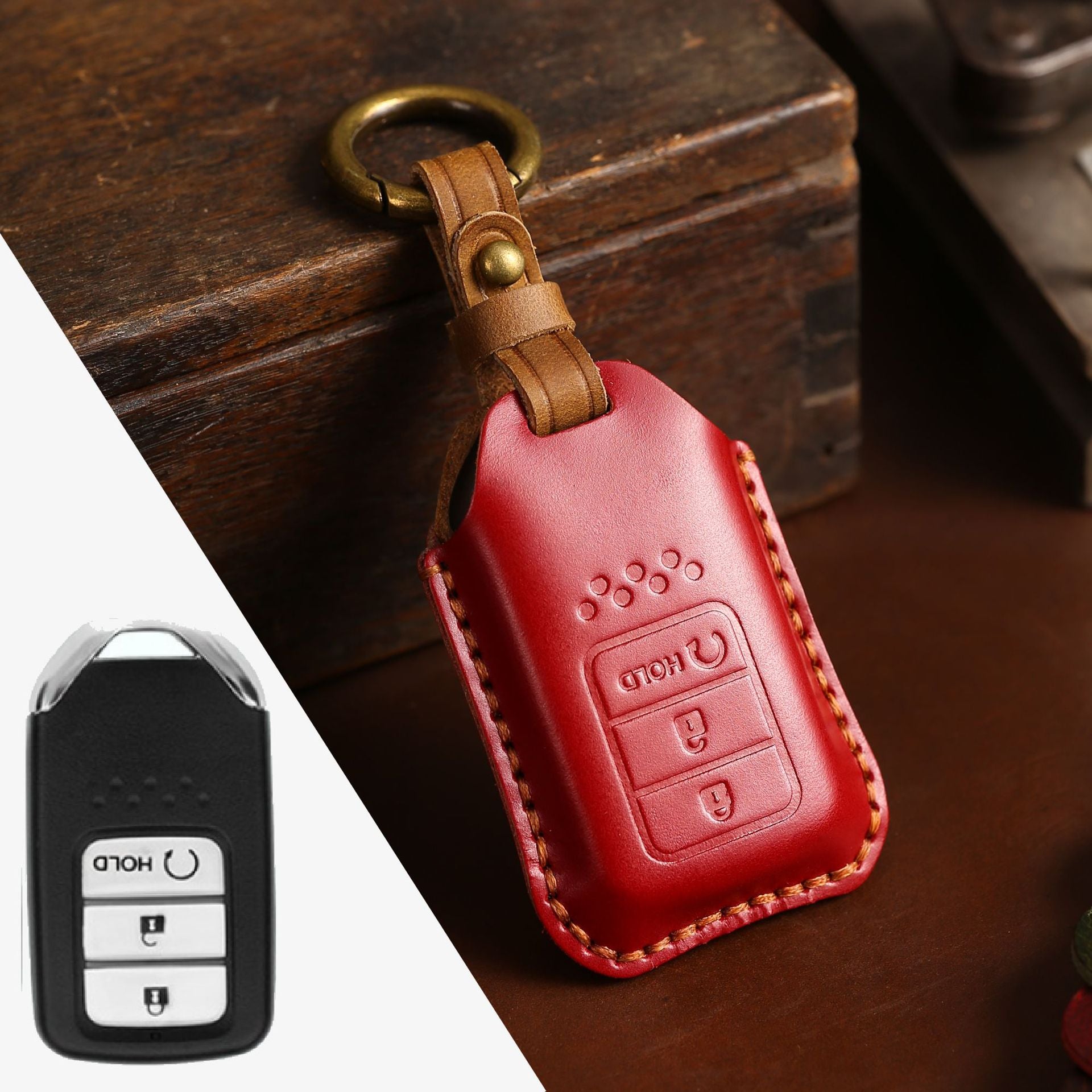 Coque de clé de voiture en cuir complet