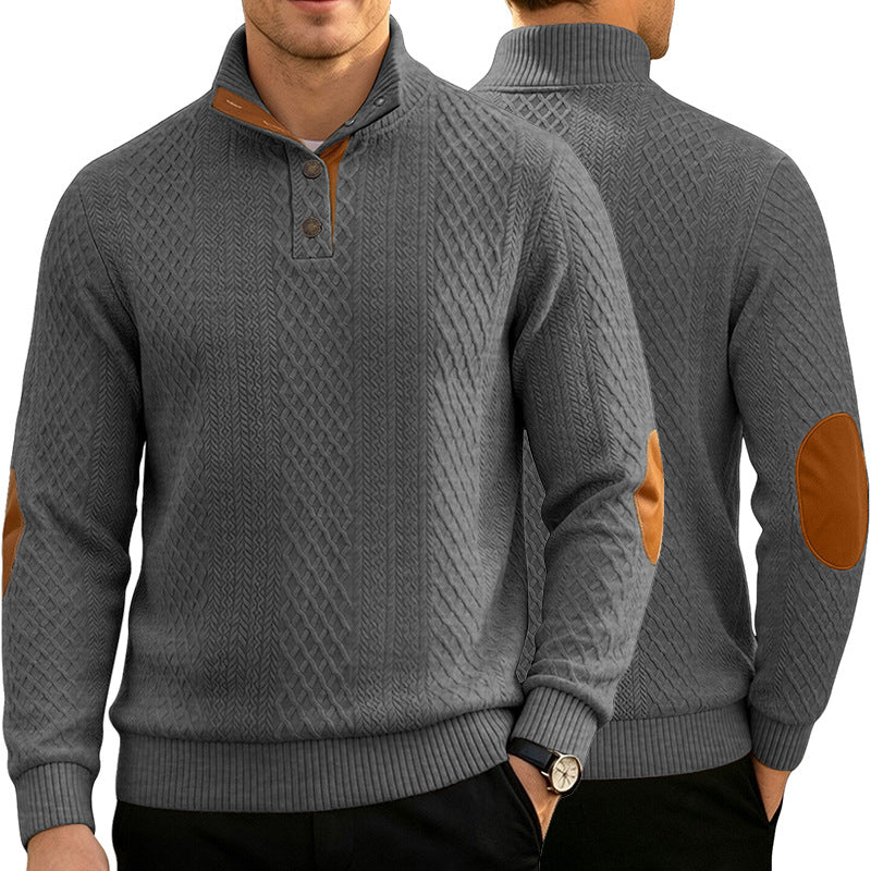 Homme Jacquard Col rond Chandail à manches longues